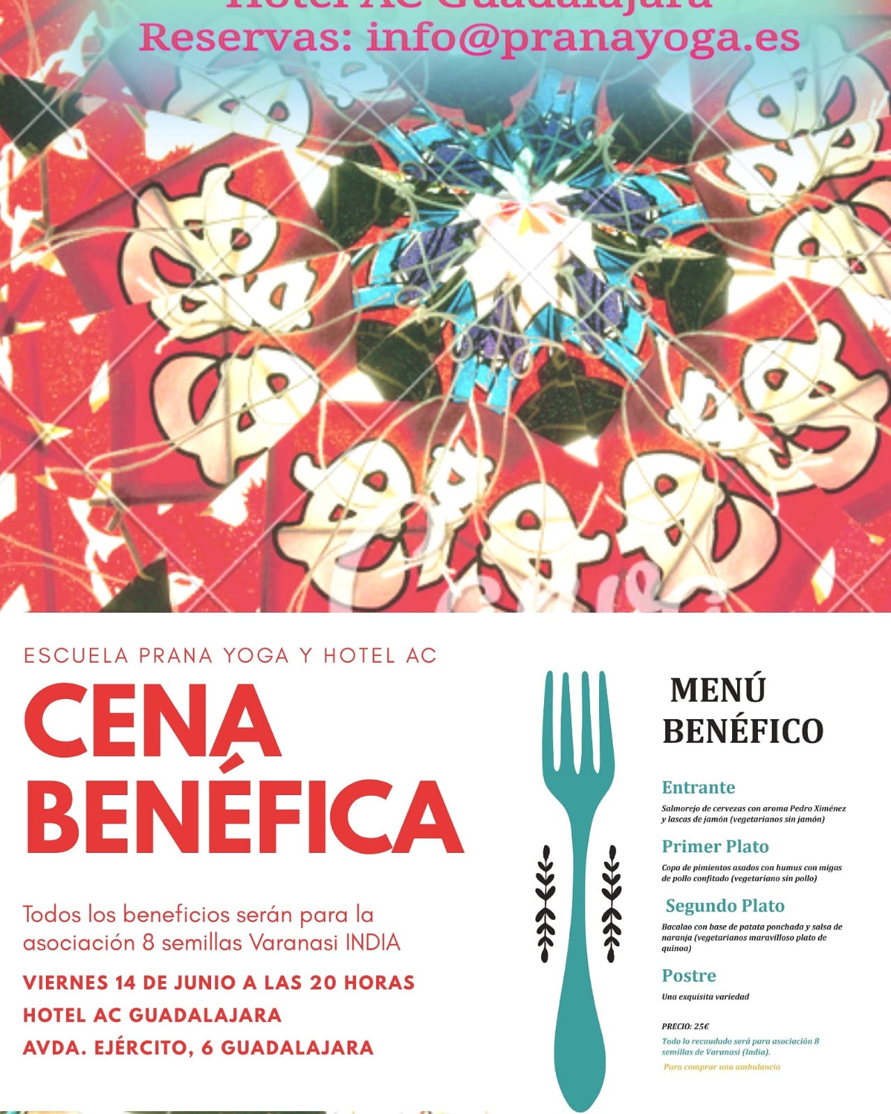 Cena Benéfica Prana&Yoga a favor de la Asociación 8 Semillas (Varanasi, India)